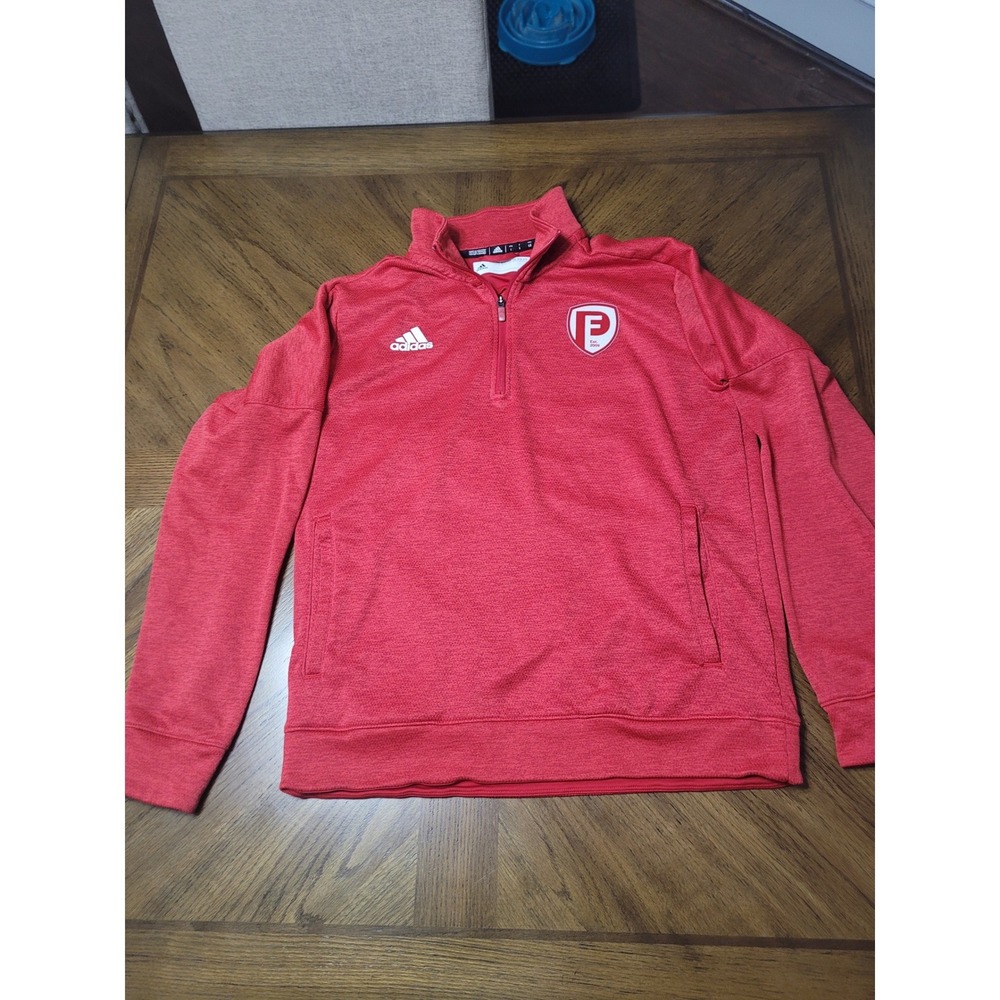 Adidas Mens Red Heathered Quarter Zip Pullover Sweatshirt Sz Lg Penn Fusion